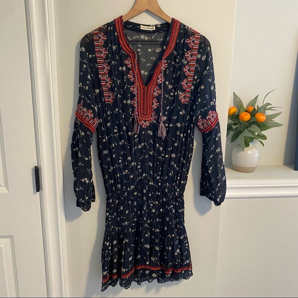 Ulla Johnson Black Red Silk Embroidered Mini Dress 2 - Picture 12 of 15